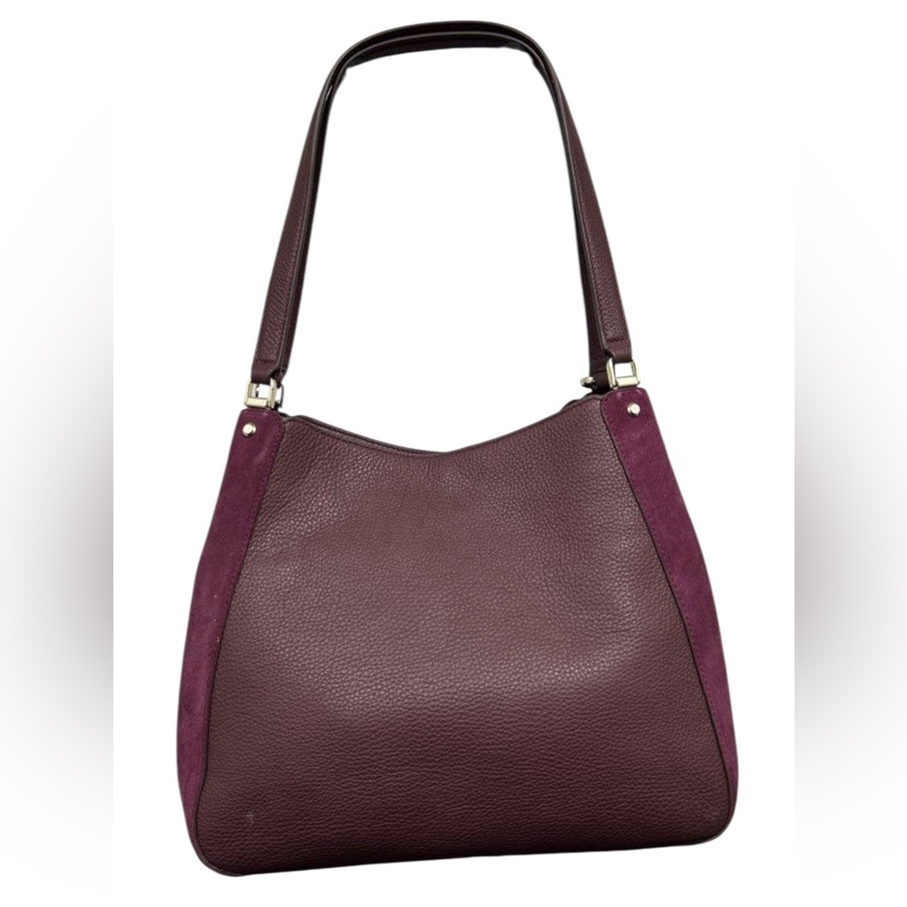 Kate Spade New York Leila Medium Triple Compartment Shoulder Bag Burgundy Suede - Picture 4 of 7